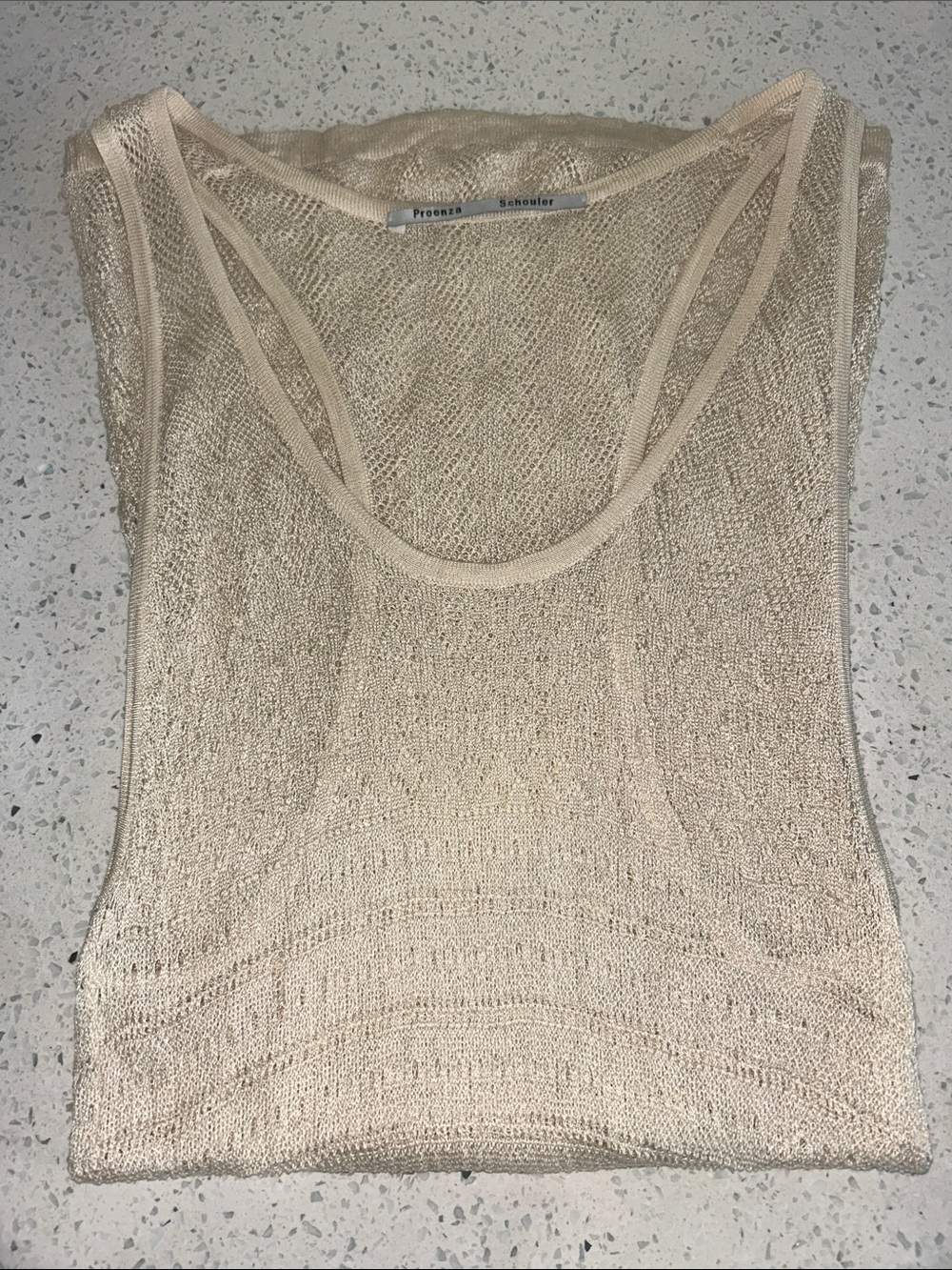 Proenza Schouler silk blend long scoop neck tank top cream small